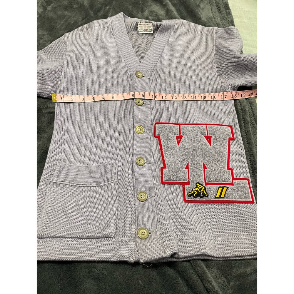 VTG McMillan Sans Knit Varsity Sweater Cardigan Worsted Wool Wrestling Grandpa - Picture 11 of 12